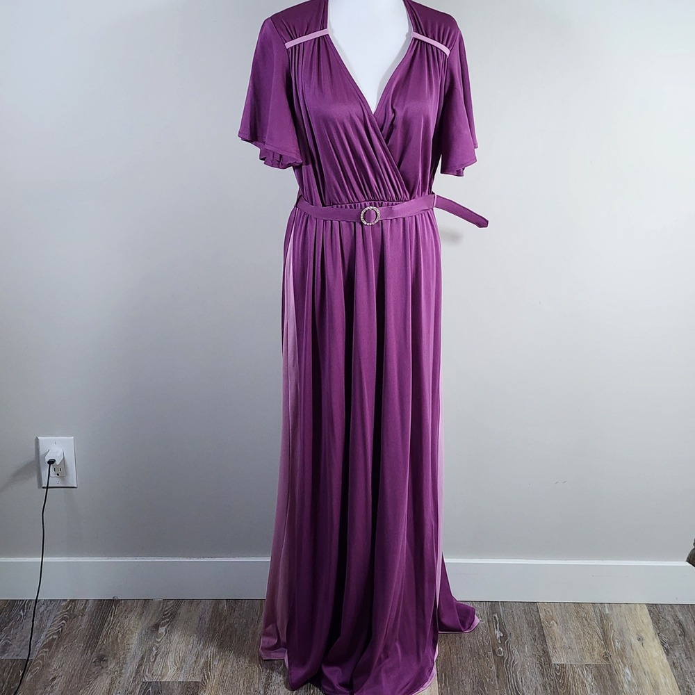 Purple Maxi Dress Womens Large Belted Halloween Costume Princess Cosplay Anime